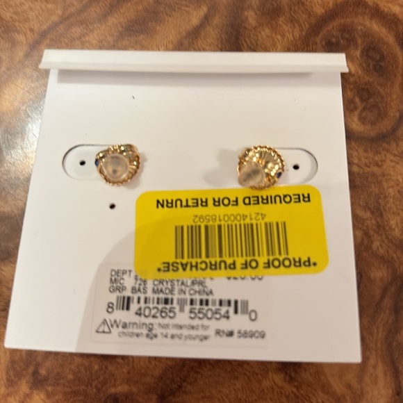 Borrowed and Blue White and Gold Earrings with Pearl and Crystal Accents - Picture 4 of 4